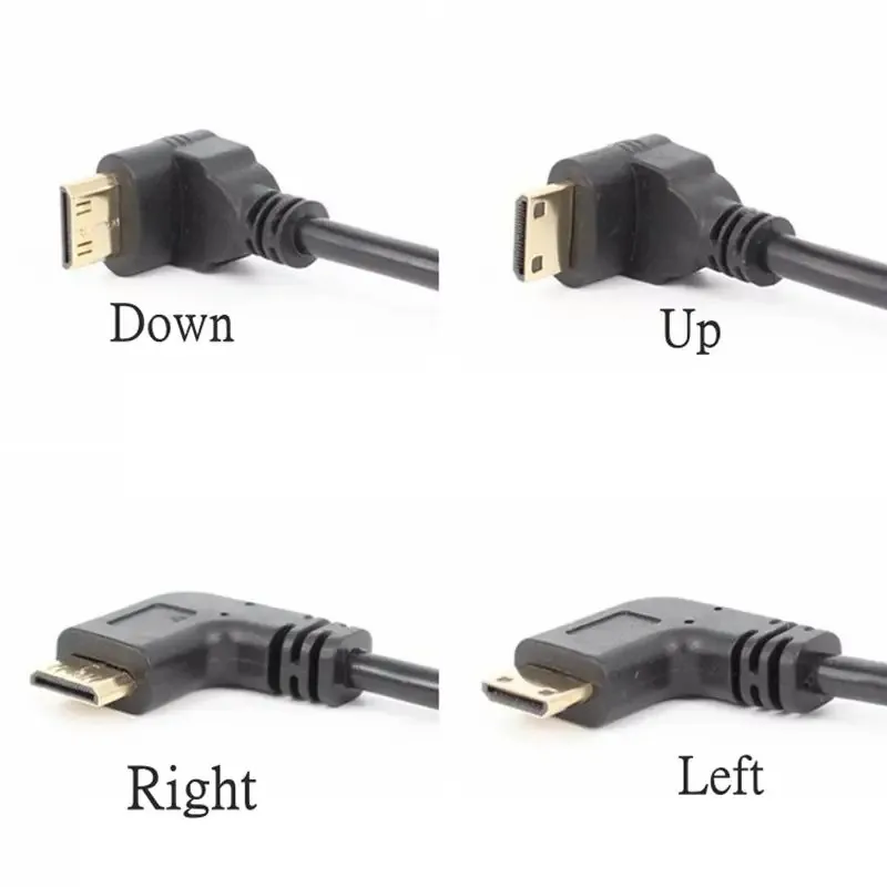 90 Degree Up/Down/Left/Right Angle Mini HDMI-compatible to HDMI-compatible Cable for Portable Monitor DSLR Camera Camcorder PC