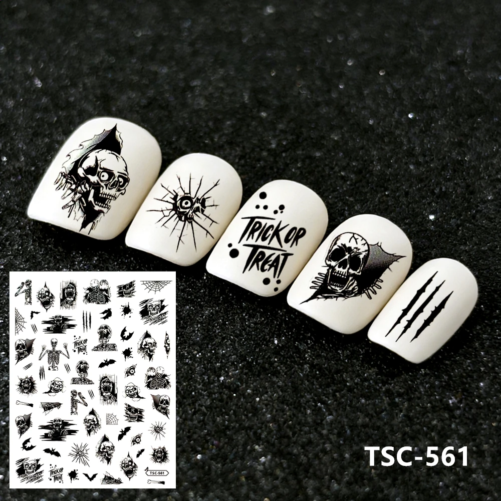 TSC-561-562 Halloween Dark Series 3D Back glue Self-adhesive Nail art Nail sticker decoration tool Sliders For Nail Decals