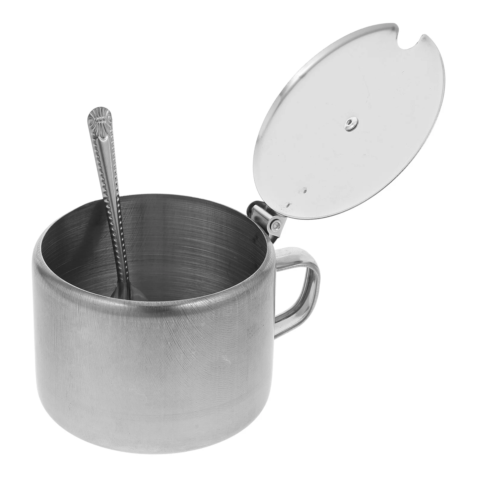 

Compact Stainless Steel Seasoning Pot with Lid and Spoon Kitchen Sugar Spice Jar for Efficient Home Cooking Organization