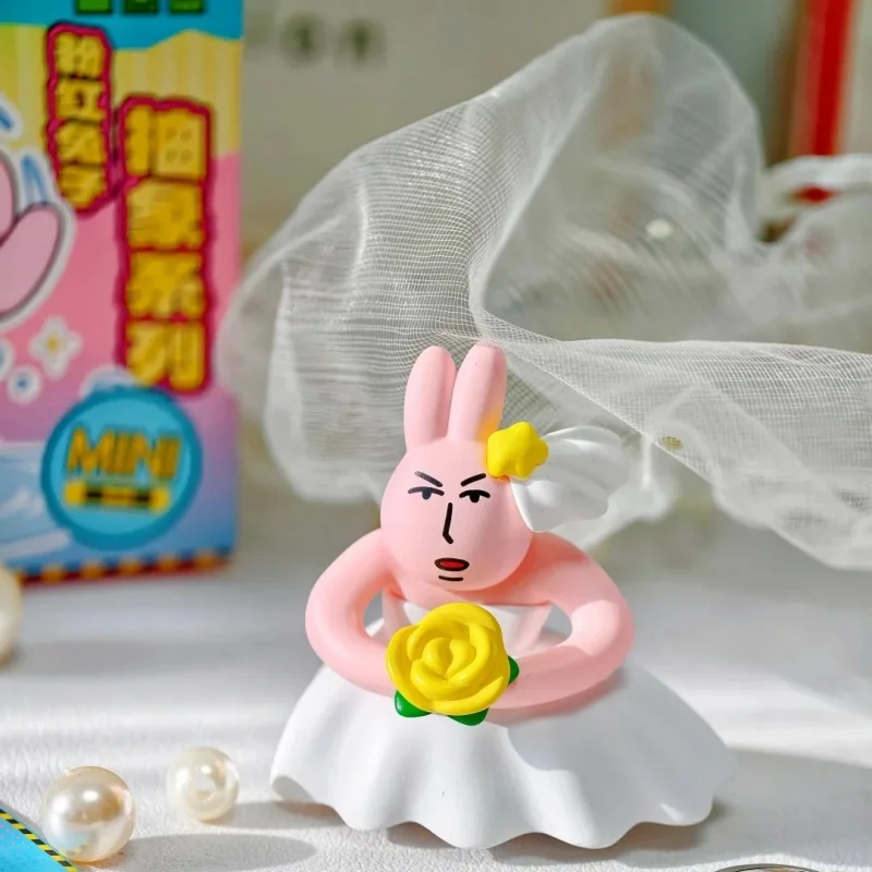 Hot Echte Plzdot Roze Konijn Abstract Serie Mini Blind Box Pop Tweede Generatie Desktop Ornament Vakantie Speelgoed Kawaii Geschenken
