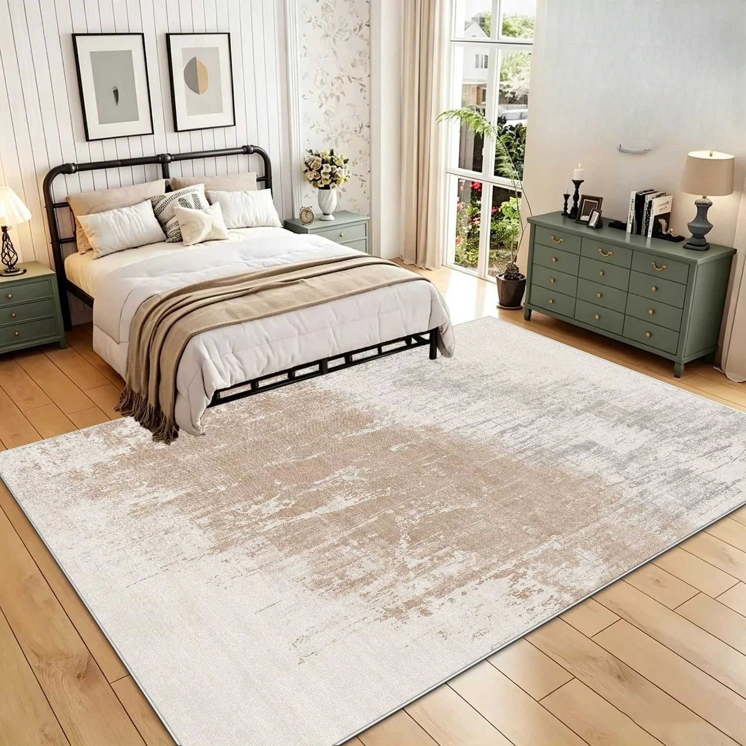 Nordic Simple Abstract Style Bedroom Bedside Mat Decoration Living Room Antiskid Washable Sofa Rug Soft Fluffy Office Carpet