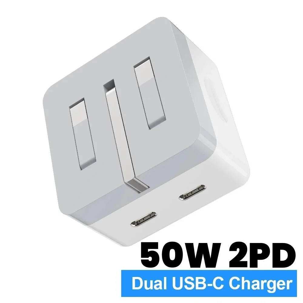 Fast Quick Charging Eu UK 50W Dual Ports PD USB C Power Adapter 20W Wall Charger For IPhone 12 13 14 15 Pro max Samsung htc lg