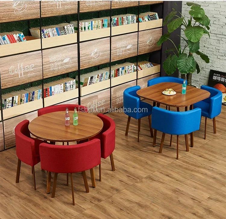 Restaurant Furniture Square Dining Table and Chairs Set  Cafe Square Table Chair Combination Can Save Space