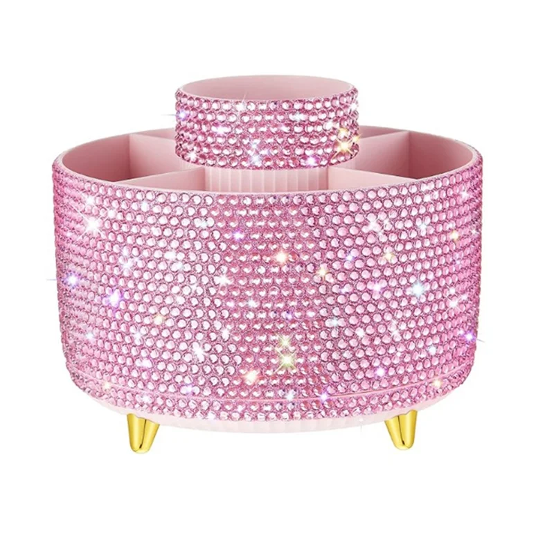 WORTHOWN-Bling Accessori da scrivania Organizzatore per donne Ragazza adolescente Bling Portapenne Porta pennelli per trucco con strass con 5 slot