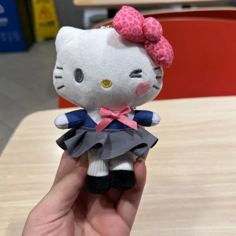 Nieuwe Anime Sanrios 50e verjaardag Heisei Hot Girl jurk zwart leer Hello Kitty cadeau pluche pop opbergtas hanger sleutelhanger