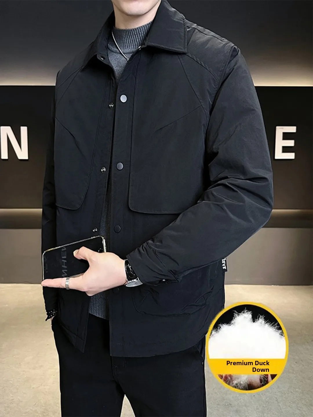 

Men's Lightweight Warmth Puffer Jaet Winter New Sle Deconstructed Splicing Faion Slim Fit Versatile White Du down Coat