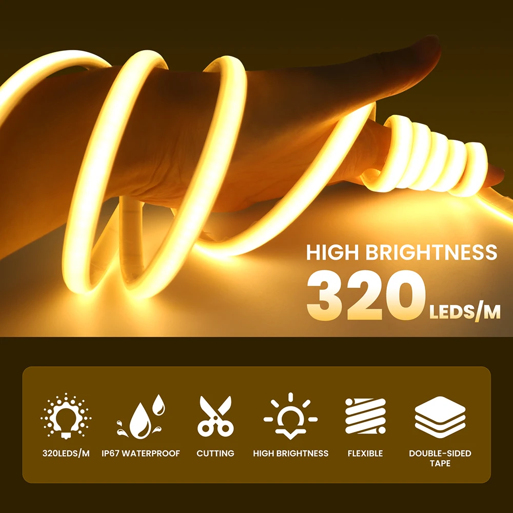5V COB LED Silikon-Neonstreifenlicht mit Sensor, automatisches Ein-/Ausschalten, dimmbar, USB-/Batteriebetrieb, wasserdicht, flexibles Linearlampenlicht 3000K 4000K 6000K – Detail 18