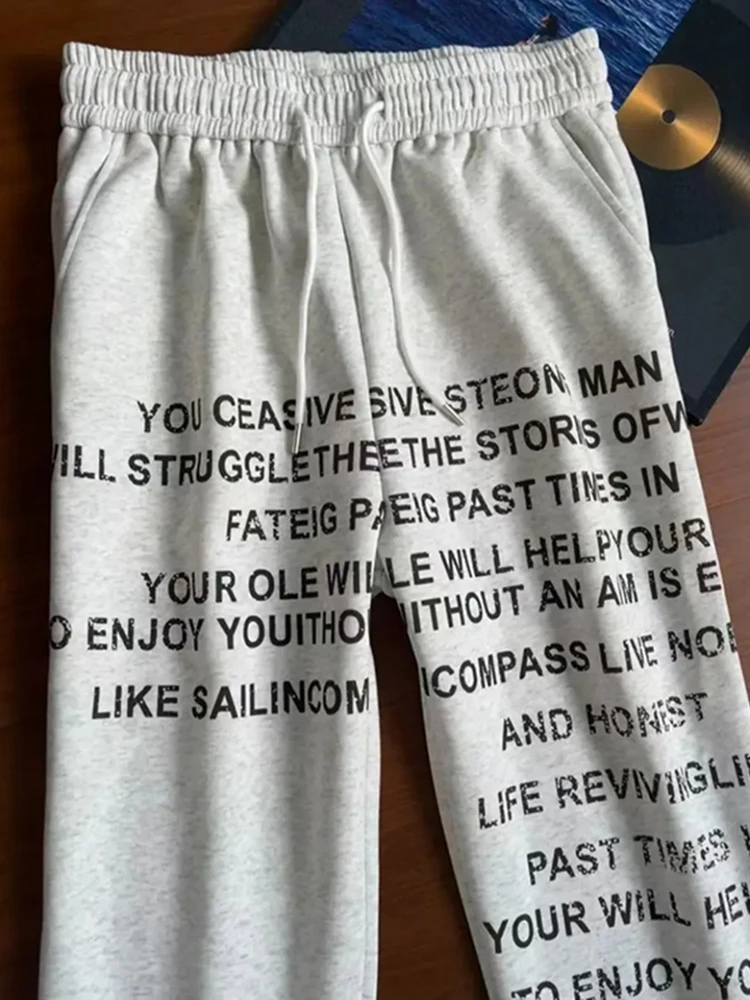 빈티지 레터 프린트 와이드 레그 팬츠 스트리트웨어 루즈 배기 스웨트팬츠 힙합 캐주얼 오버사이즈 바지 레트로 Y2K 감성