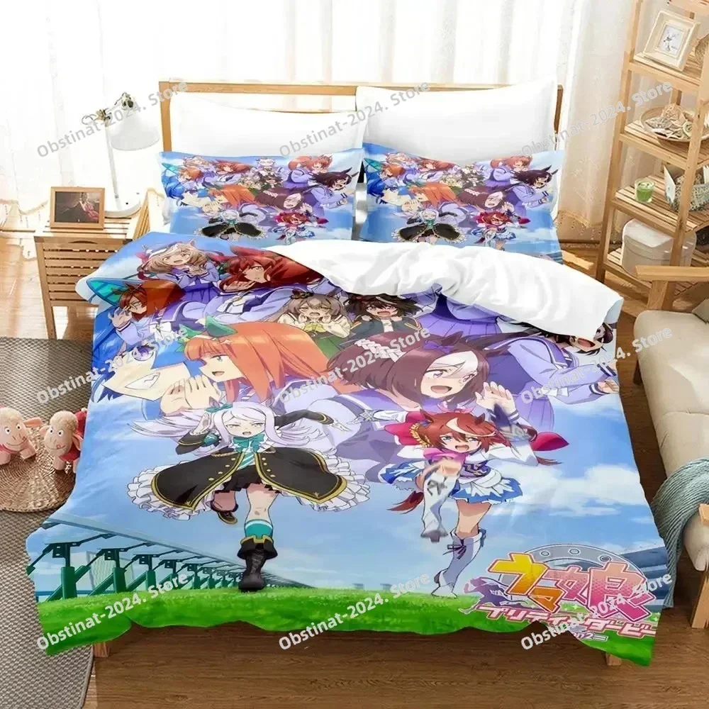 Anime Uma musume Pretty Derby Bedding Set Duvet Cover Bed Set Quilt Cover Pillowcase Comforter king Queen Size Boys Adult