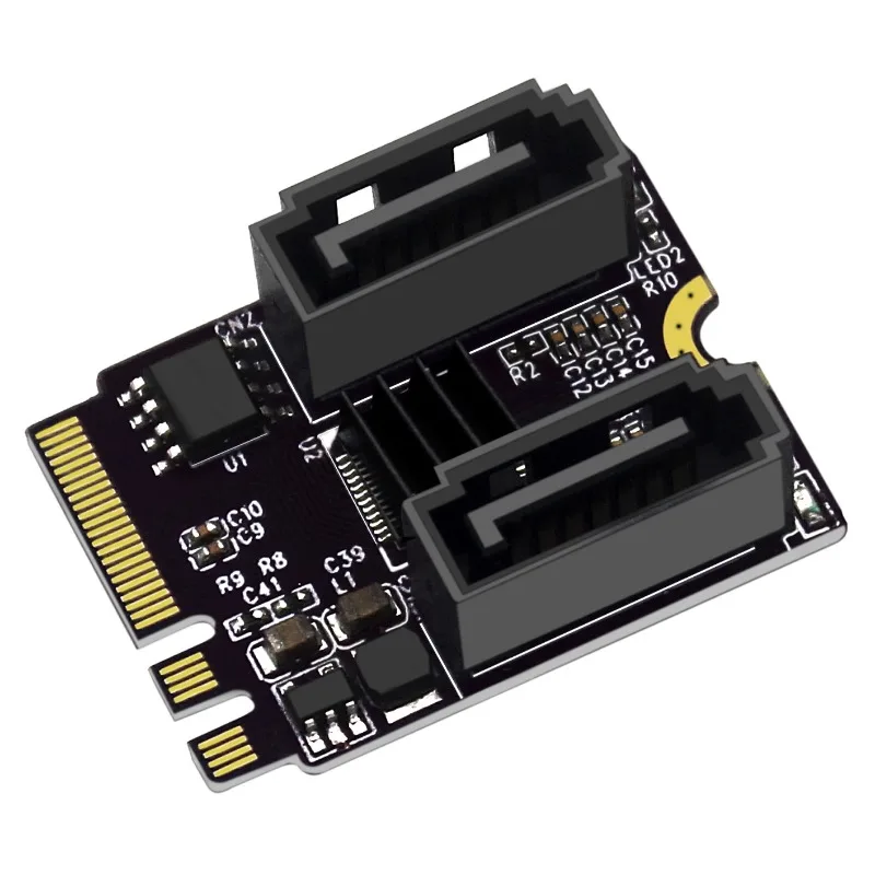 PH59 M.2 A+E Key To 2 Port SATA3 6Gbps Expansion Card PCIe3.0 JMB582 Chip Driver Free WIFI M.2 SSD Adapter Board