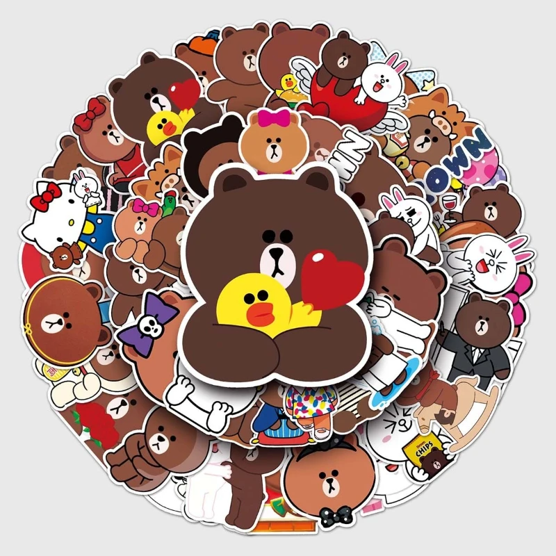 LINE FRIENDS Brown Cony Sally, pegatinas de dibujos animados, lindas y kawaii, para papelería, cuadernos, tazas, dibujos, decoraciones, calcomanías, regalos