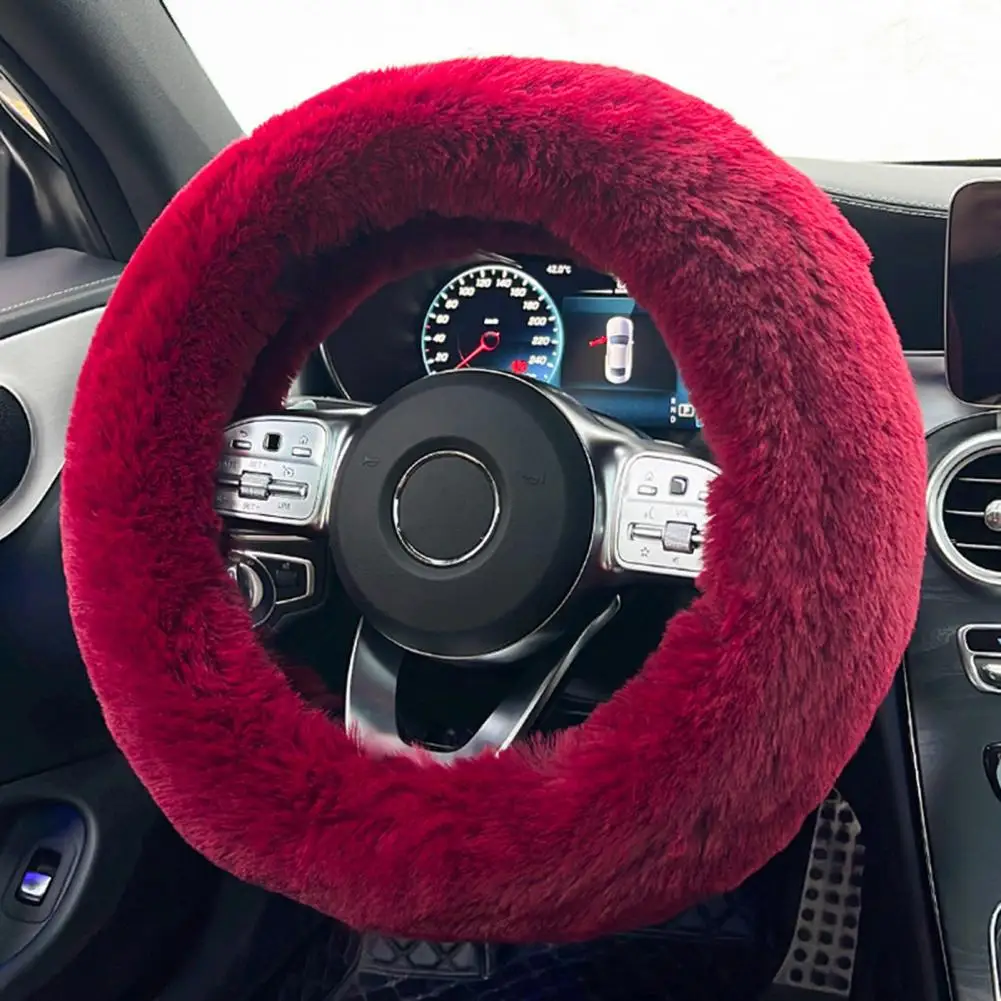 

Car Steering Wheel Cover Great No Shedding Breathable Winter Plush Car Steering Wheel Cover for Automobile