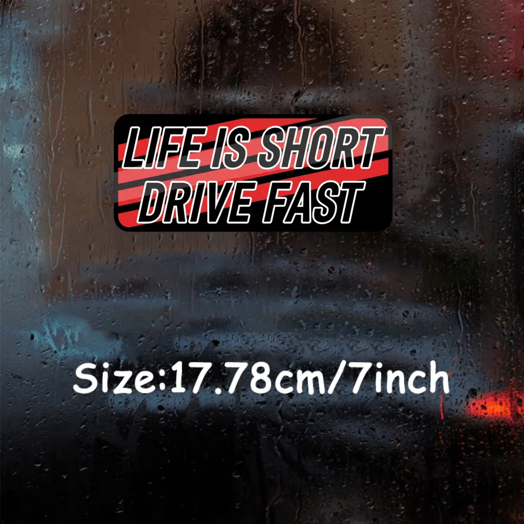 Life Is Short Drive Fast Racing Vinyl Decal, Waterproof Motorsport Sticker for Car Window & Bumper