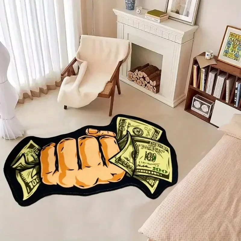 VIKAMA Irregular Pile of Cash Area Rug, Soft Water Absorbent Anti-slip Mat for Living Room Desk Unique Home Decoration