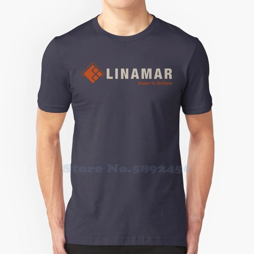 Linamar Casual Streetwear Print Logo T-shirt Graphic 100% Cotton Large Size Tee