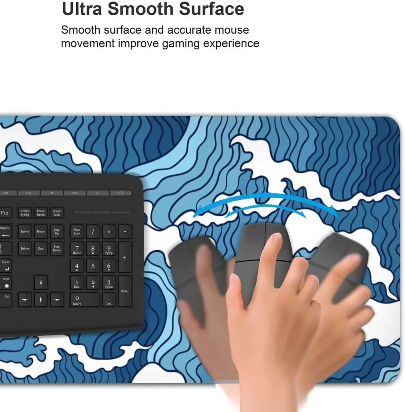 لوحة ماوس مكتبية كبيرة ممتدة مقاس XL باللون الأزرق الياباني مقاس 31.5 × 11.8 بوصة لوحة ماوس كبيرة مع حافة مخيطة غير قابلة للانزلاق حصيرة لوحة مفاتيح كمبيوتر طويلة