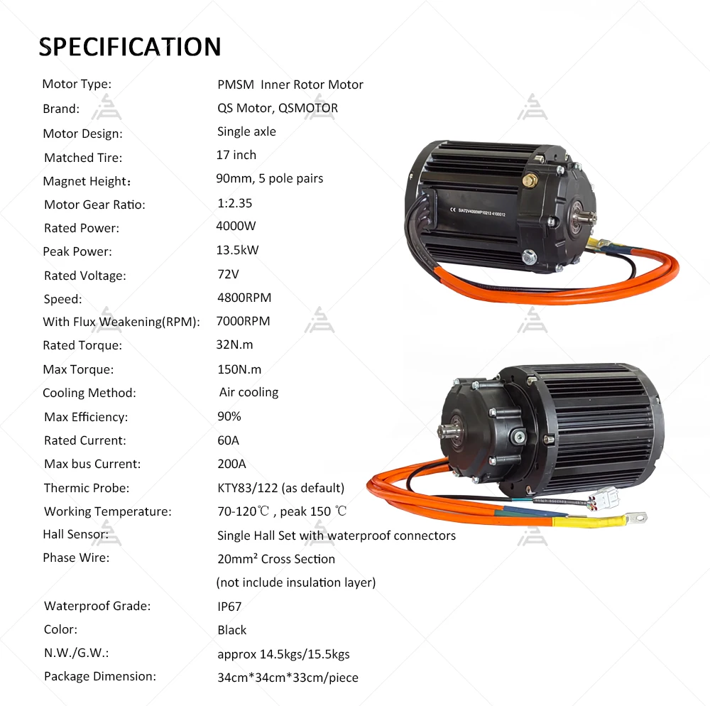 QS MOTOR 138 4000 واط V3 7500 واط ماكس مستمر 72 فولت منتصف محرك المحرك DKD عرض Fardriver ND72680 تحكم سكوتر كهربائي