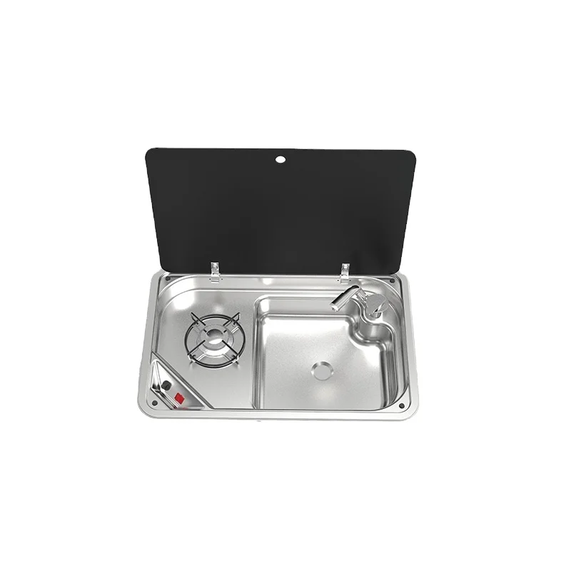 

NEW DESIGN ANTI HEATING SAFE HAND RV 2/3 burner Cooktop Combo Piezoelectric Ceramic Ignition with One Sink GR-933