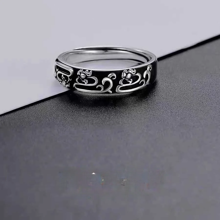 

Retro Adjustable 925 Silver Ring for Men Eight Direction Wealth Attraction Xi Wang Ring Stylish Trendy Cool Ring out