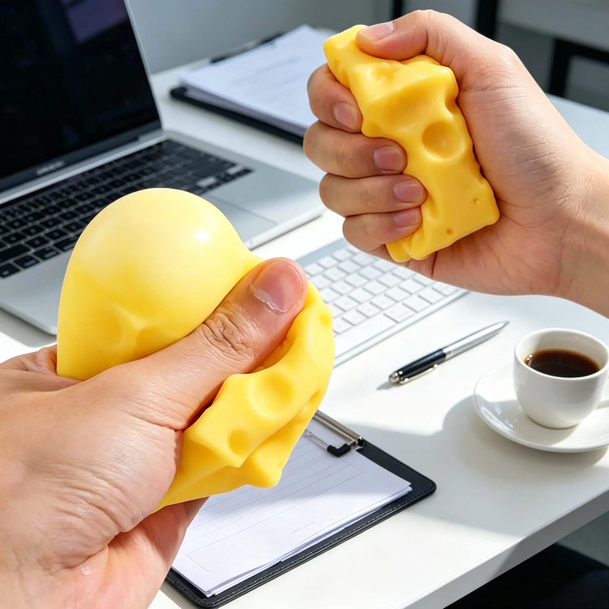 Shapeable Cheese Cube Stress Ball Non Bounce Elastic Squeeze Fidget Toy ASMR Sensory Calming Anti Pressure Holiday Kid Present
