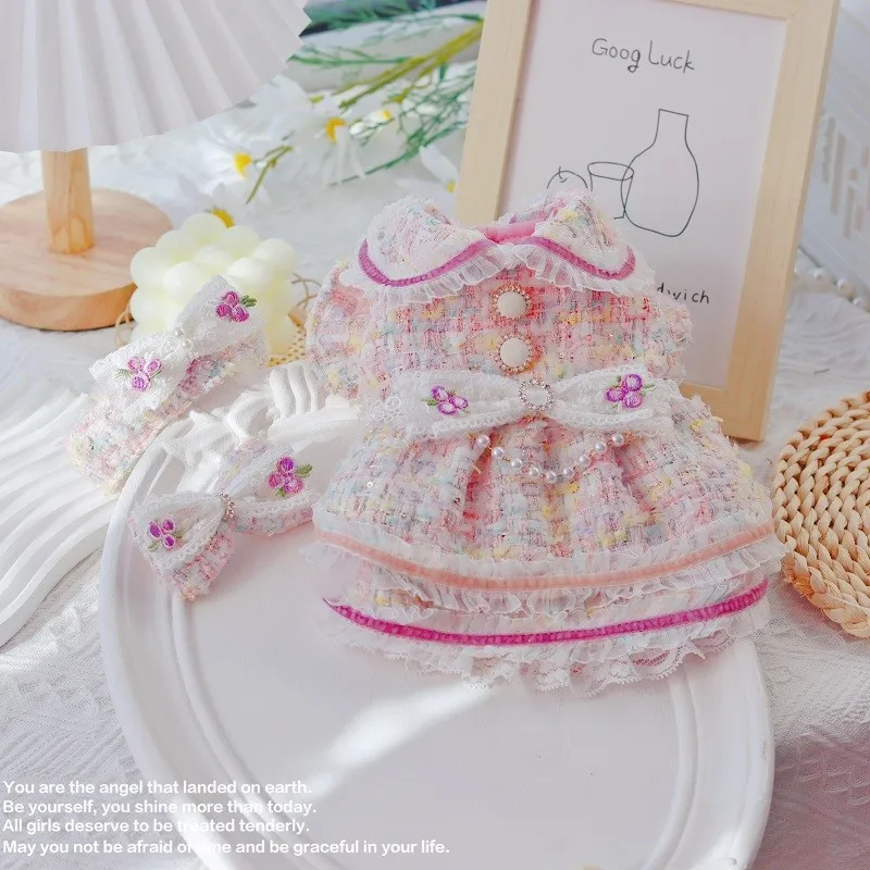 

Handmade Winter Dog Clothes Pet Supplies Adorable Fresh Pink Purple Coat Dress Tweed Jacket Lace Skirt Beret Accessories Holiday