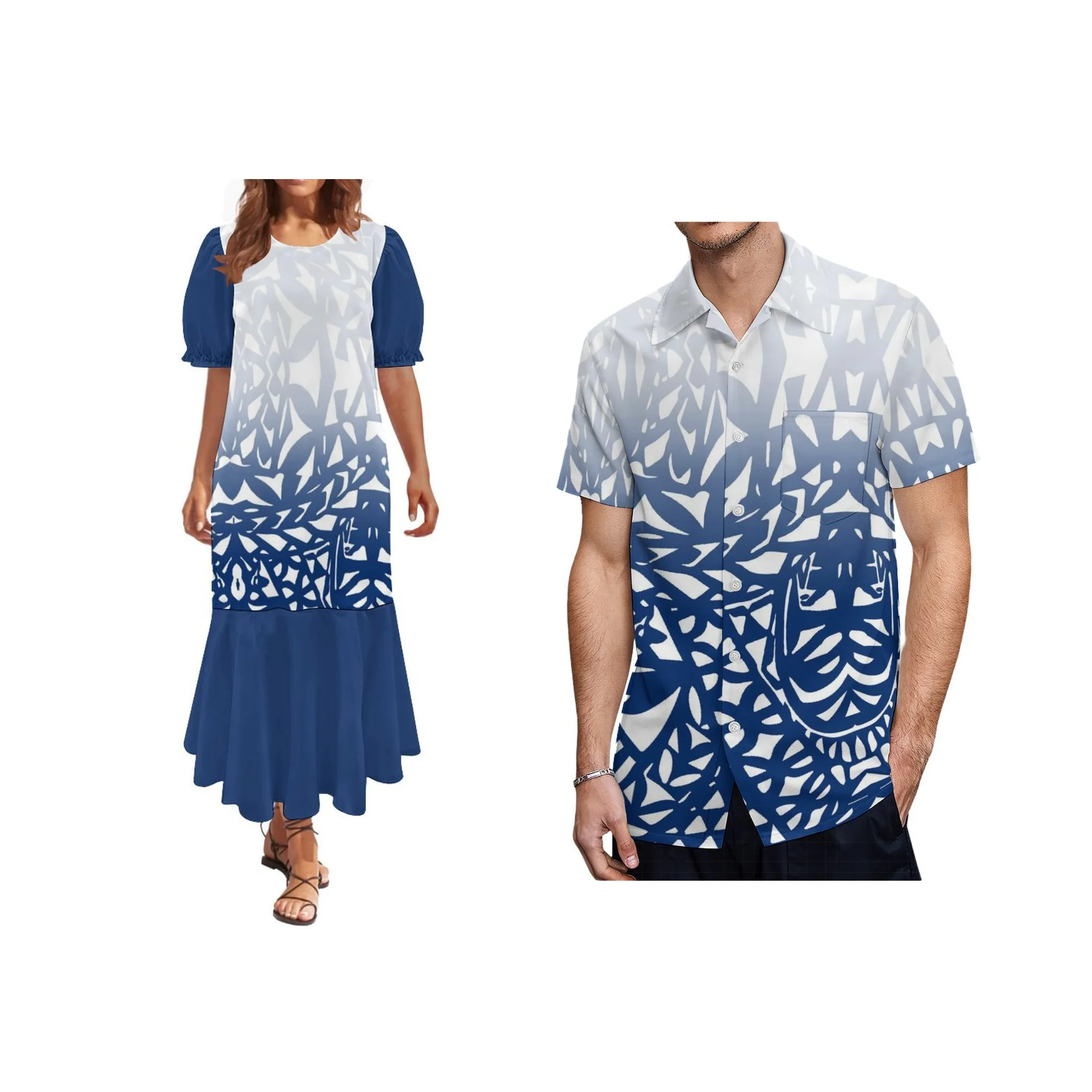 Hot Sale Custom Polynesian Tribal Tattoo Maxi Dress Puletasi Island Casual Plus Size Long Dress Custom All Over Print