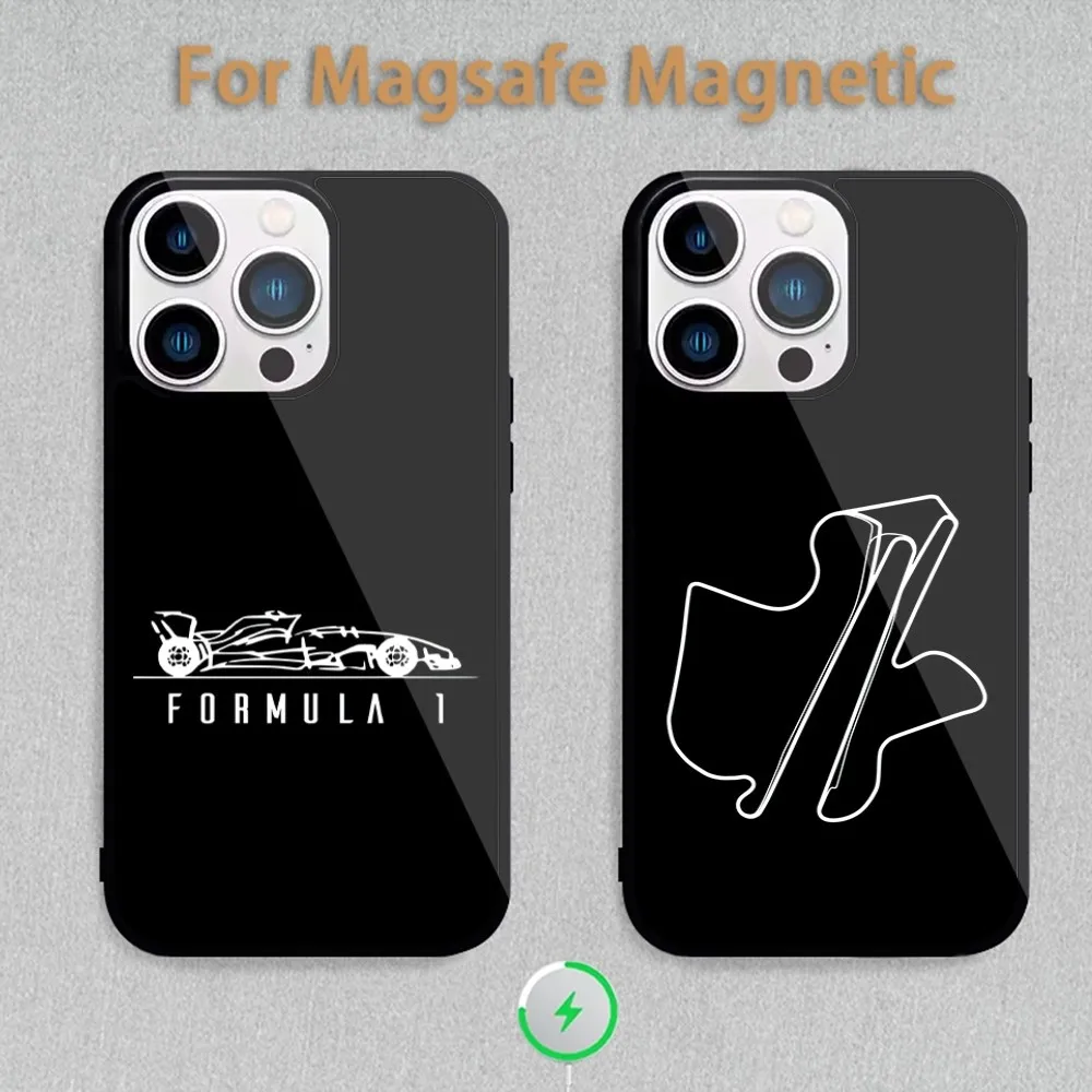 F1 Race Track Prints Phone Case For Magnetic Inductive Charging iPhone 11 12 13 14 15 Max Pro Mini Plus Shell