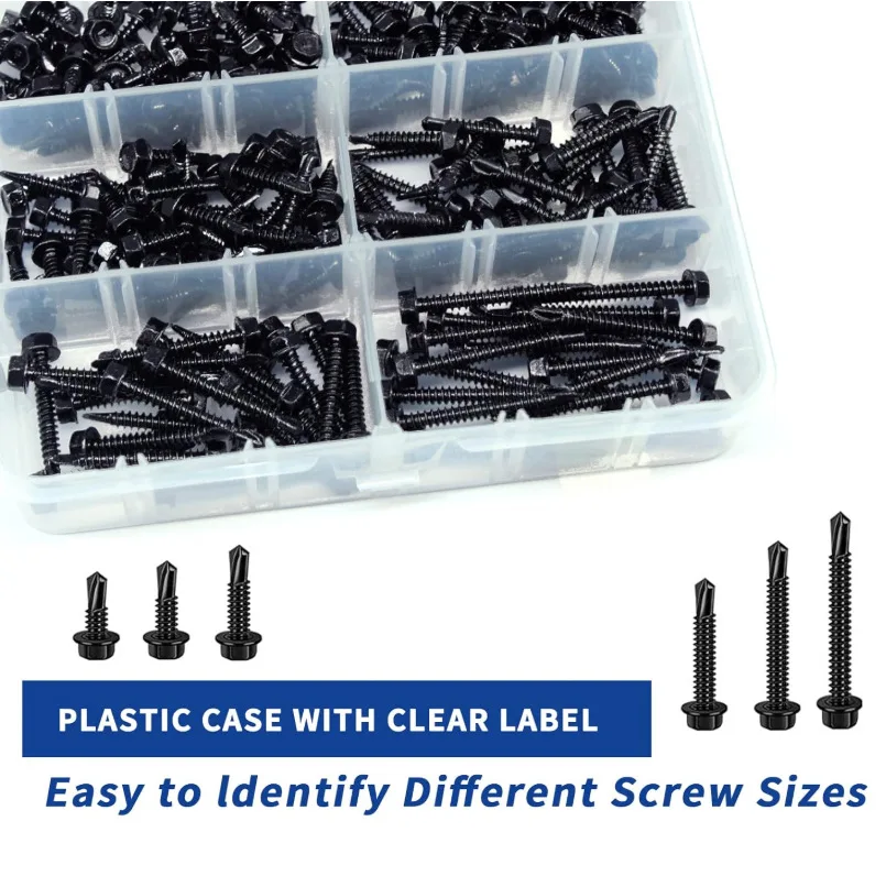 220PCS Hex Head Self Drilling Screws for Metal Cladding Roofing Wood Joinery No Pre Drilling Required Strong Grip