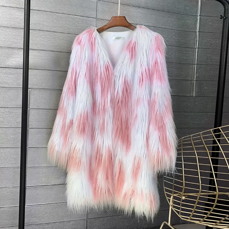 European and American Fur Imitation Fur Beach Wool Lamb Wool Long Long Hair Long Coat Women's Autumn and Winter