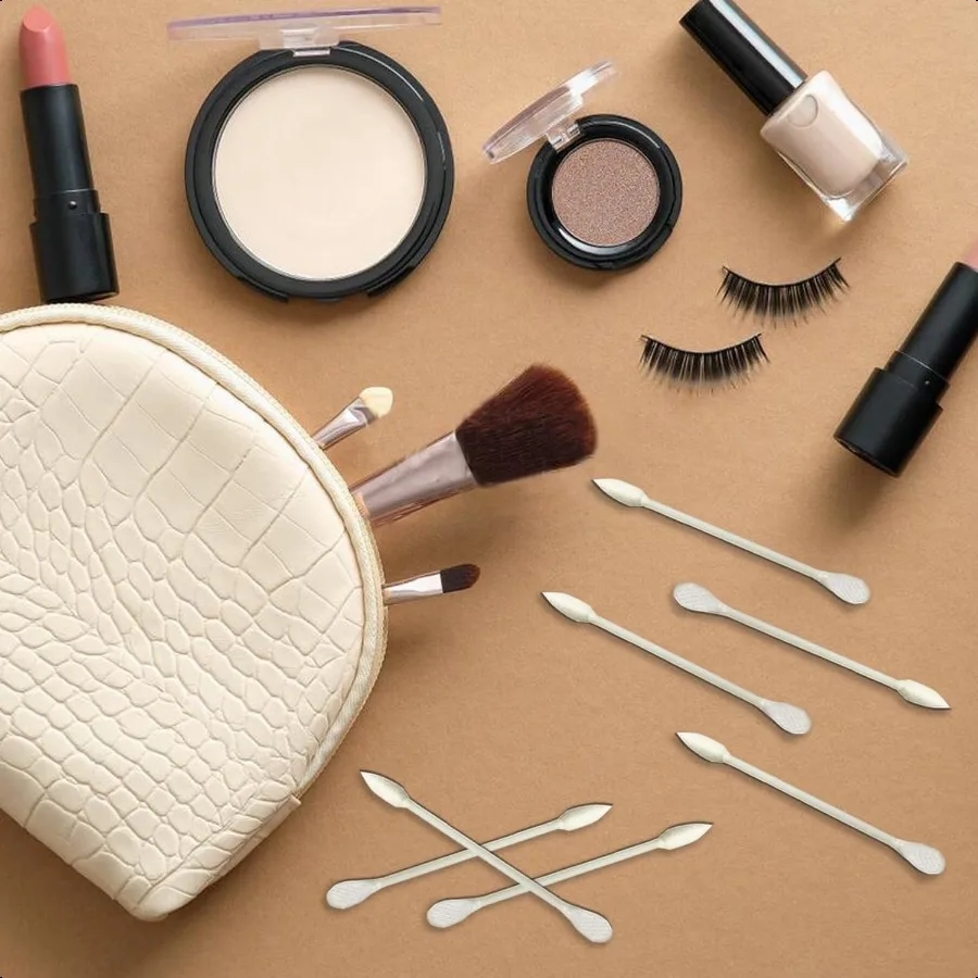 พู่กันสำลีปลายแบน 900 ชิ้น สำหรับแต่งหน้า เครื่องมือความงาม ดูแลส่วนบุคคล