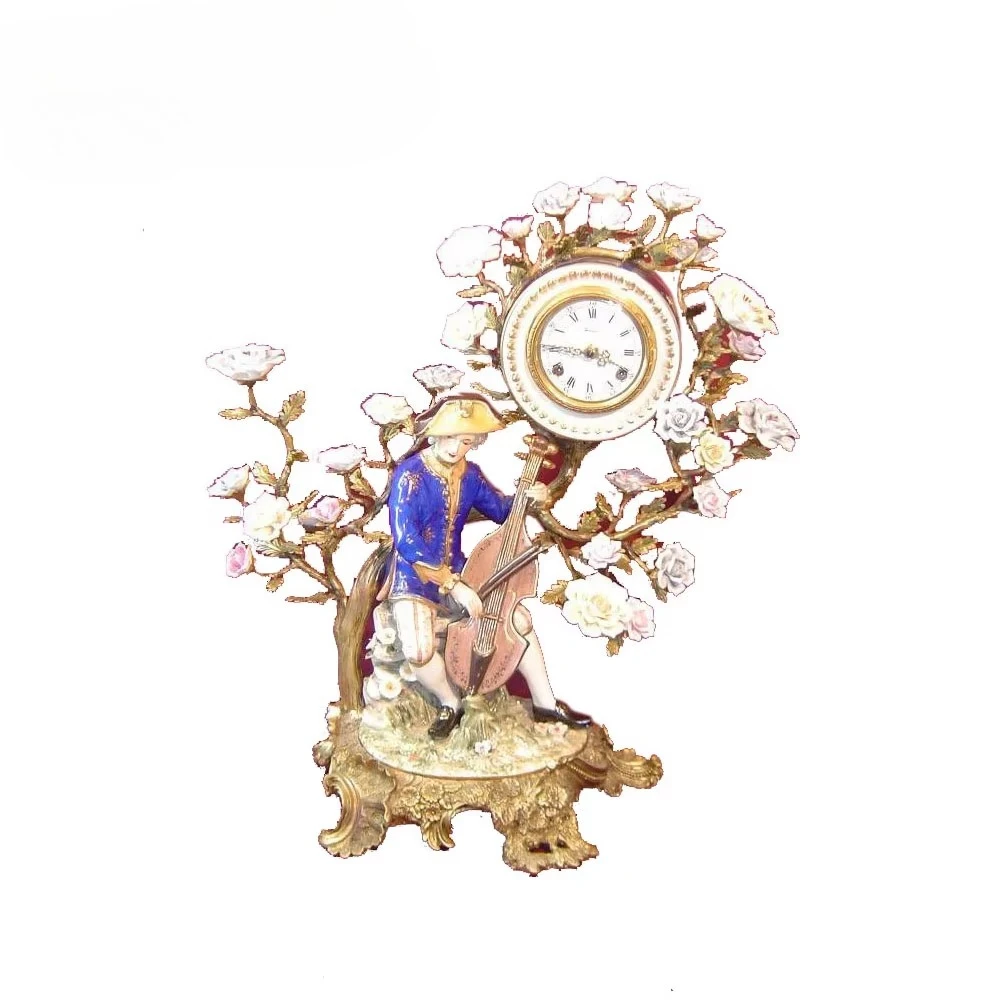 Household Use European-style Flower Decorative Clock Entrance Living Room  Table Decoration, Creative Table Clock