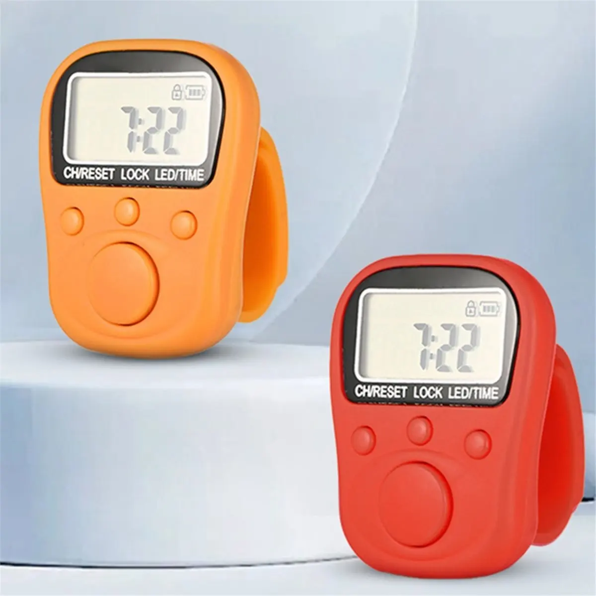 Okay Adjustable Finger Ring Electronic Counter 7-Channel Backlit Function Counter with Locking Rechargeable Counter Red