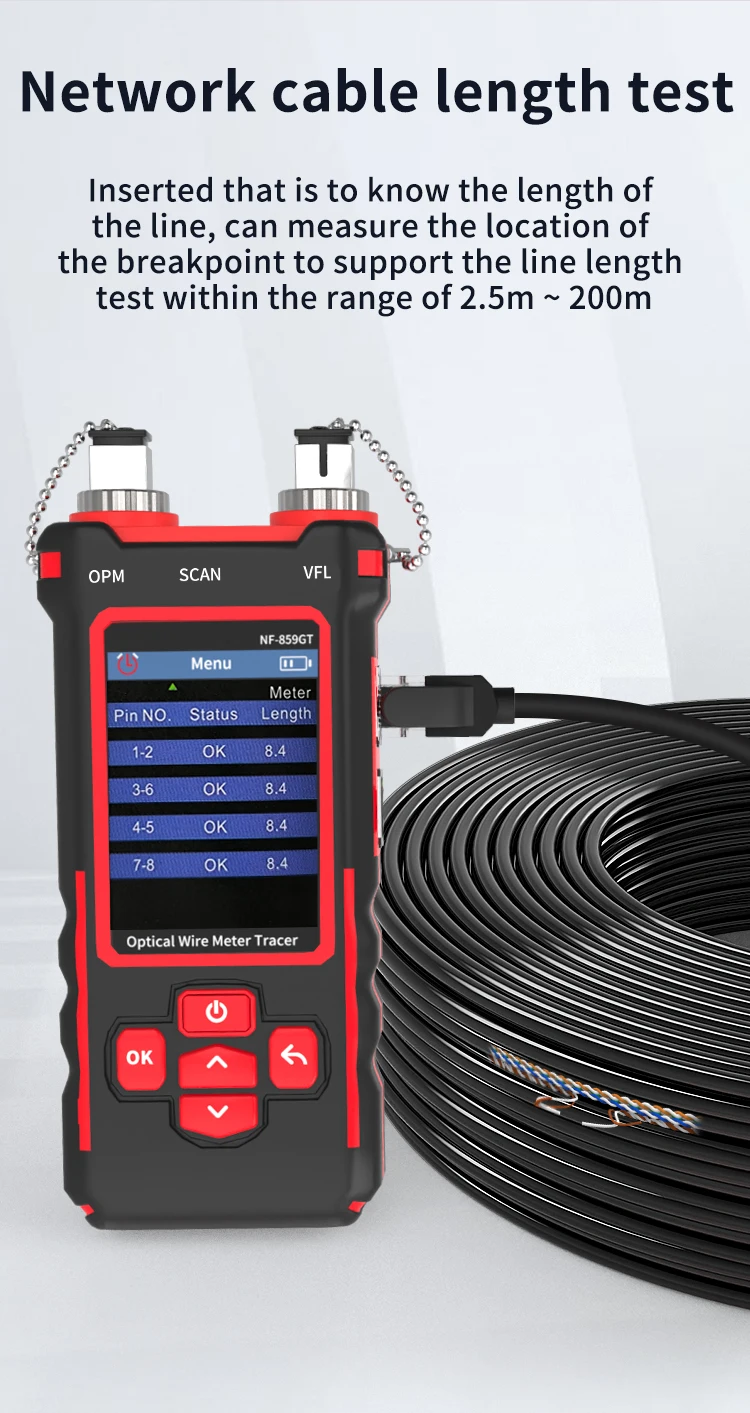 NF-859GT Leitungssucher Netzwerktester Anti-Interferenz Glasfaser-Detektor Optische Leistungsmessung Rotlicht Integrierte Maschine – Detail 10
