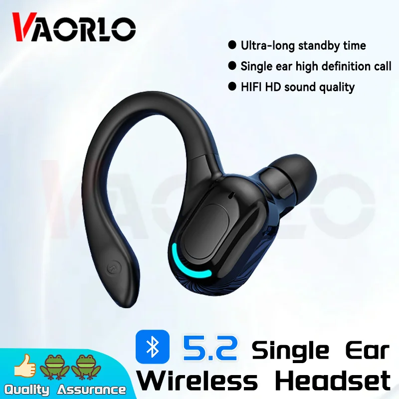 Bluetooth 5.2 Business Wireless Headphone Ear-Hook Mini HIFI Bass Noise Cancelling Earphone With Mic Earbuds Sport Game Headset