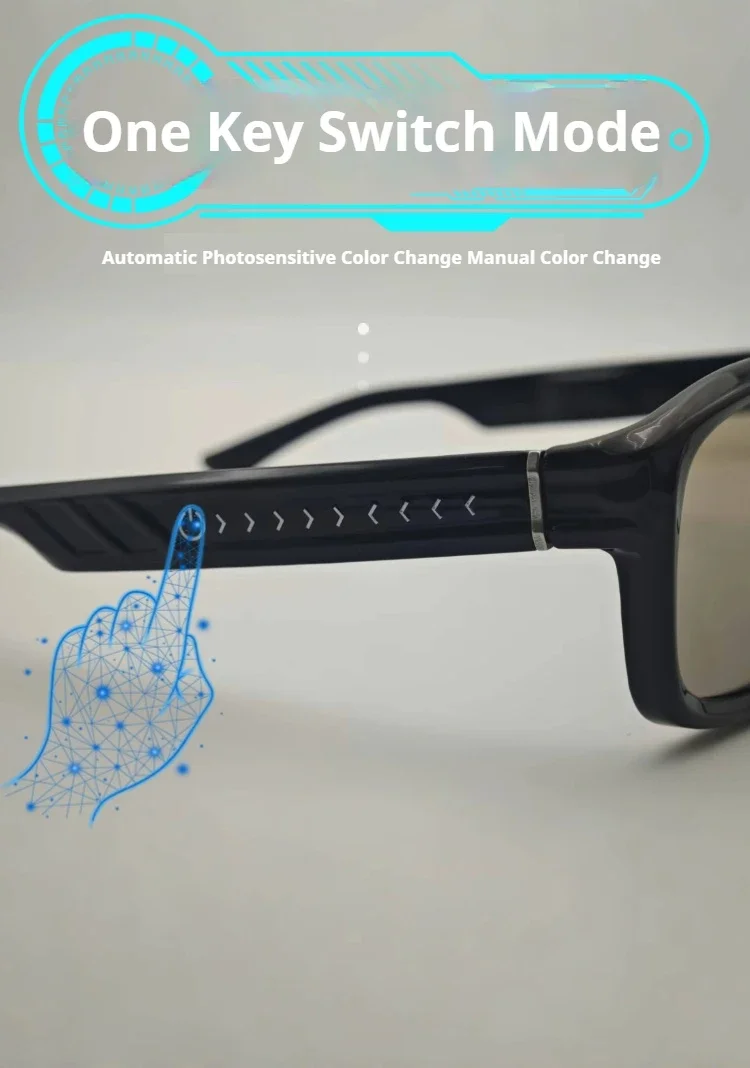 2025 New Smart Color-Changing Sunglasses TR90 Frame Automatic and Manual Two Modes Color-Changing Glasses