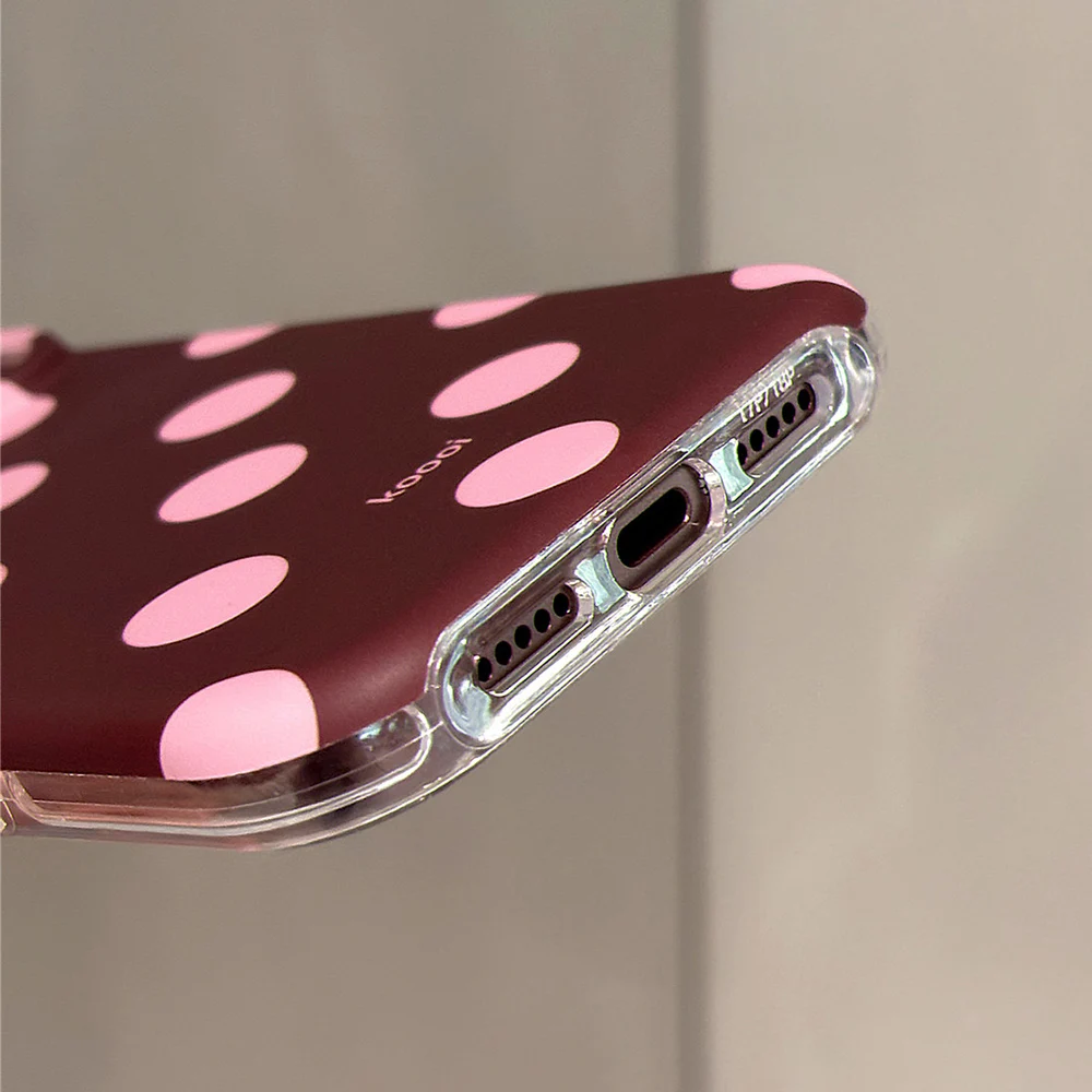 Beliebte Retro-Handyhülle mit großen Polka Dots in Burgunderrot für iPhone 18 Pro Max 17 16 15, stoßfeste Schutzhülle aus IMD TPU – Detail 13