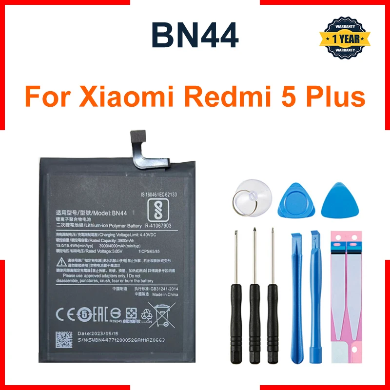 BN44 4000mAh Xiao mi Battery For Xiaomi Redmi 5 Plus BN44 High Quality Phone Replacement Batteries +Tools