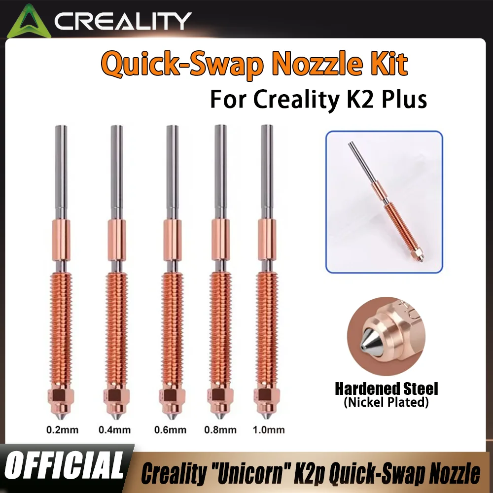 

Creality "Unicorn" K2 Plus Hi Combo Quick-Swap Nozzle Kit 0.2/0.4/0.6/0.8mm All-metal integrated Nozzle for K2 Plus Hi Combo
