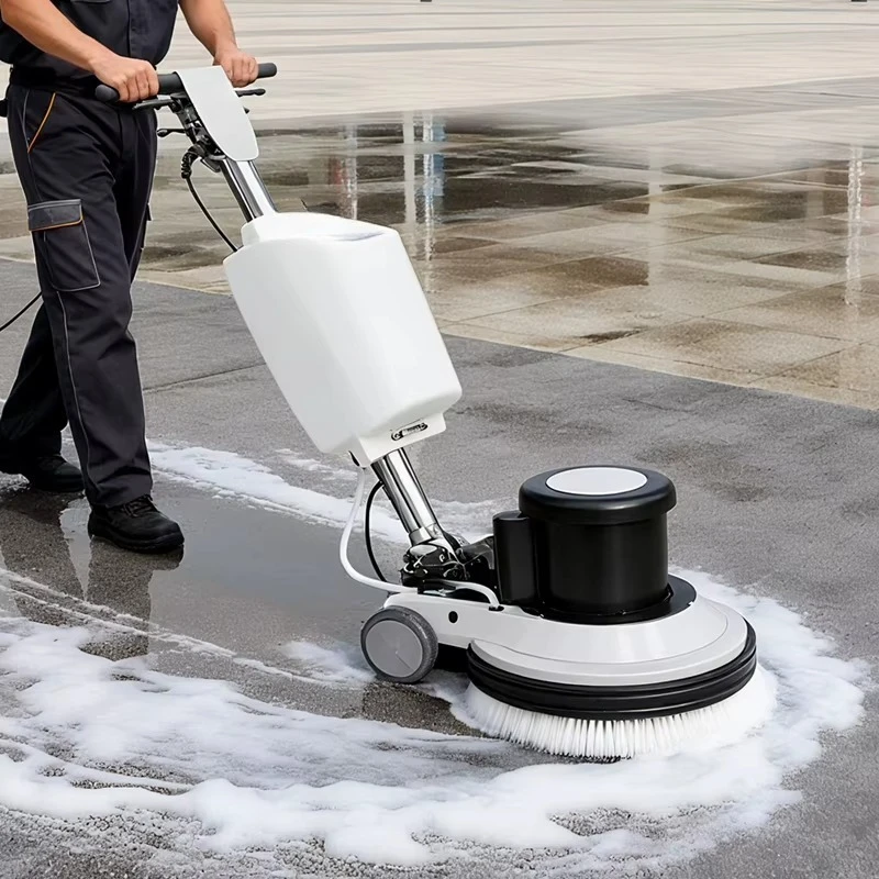 CE Industrial Electric Manual Floor Sweeper Scrubber Heavy Single Disc Stone Tile Floor Cleaning Washing Scrubbing Machine