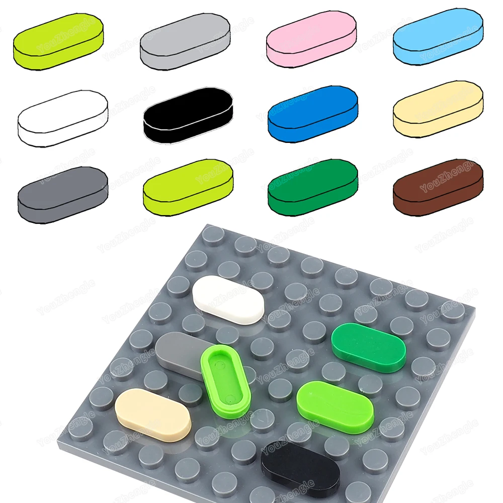 1126 Building Block Tile Round 1x2 Oval Parts Assembly MOC Figures Street Scene Mecha Gear Scene Match Model Boys Gifts DIY Toys