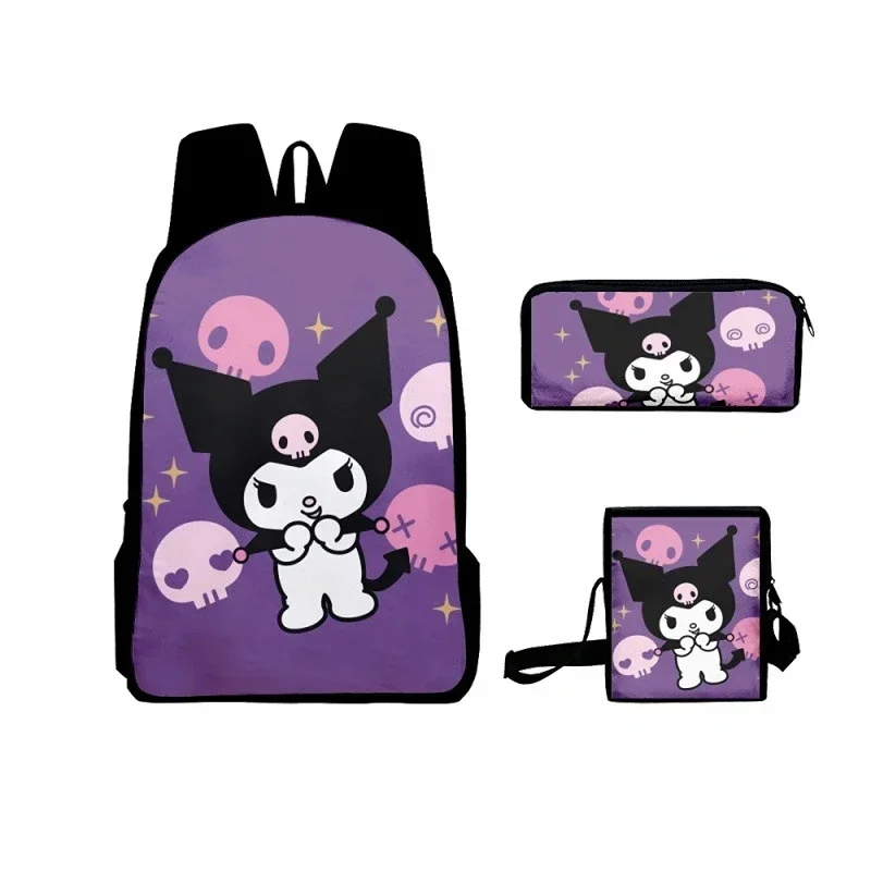 MINISO Kuromi Anime Schoolbag Shoulder Bag Pencil Case Set Two-dimensional Surrounding Sweet Japanese Style Cute Backpack