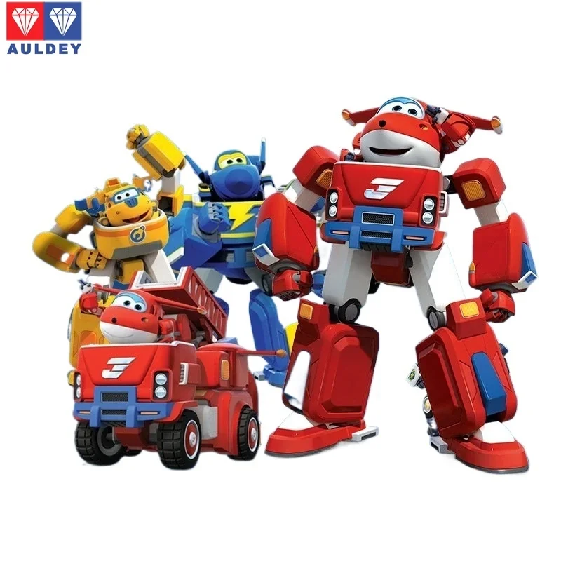 AULDEY ‌   Genuino Super Wings Jett/Dizzy/Donnie Trasformazione Combinazione Mecha Machine Set Modello di figura mobile Regalo di Natale