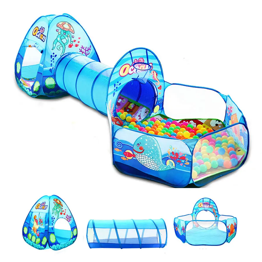 3 in 1 Children\'s Tent Toys Camping Tents Portable Kids Ball Pool for Children Play House Crawling Tunnel Outdoor Pop-up Tent