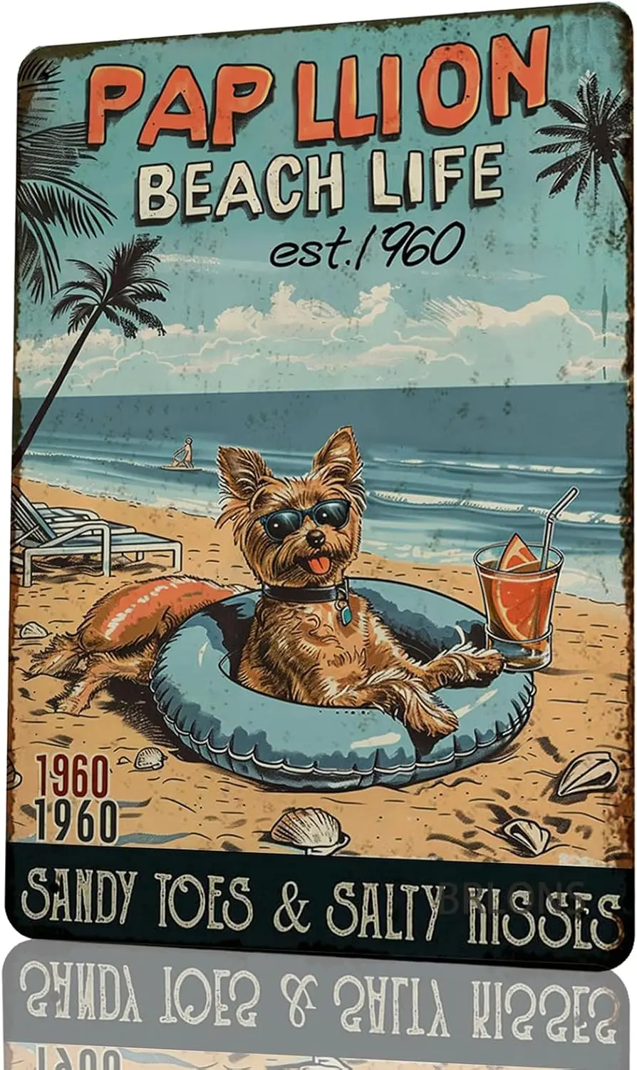 Metal Tin Sign PapLlion Beach Life Metal Sign Alumium Sign Vintage Sign Retro Sign for Home Bar Office Outdoor Wall Decor 8 sign