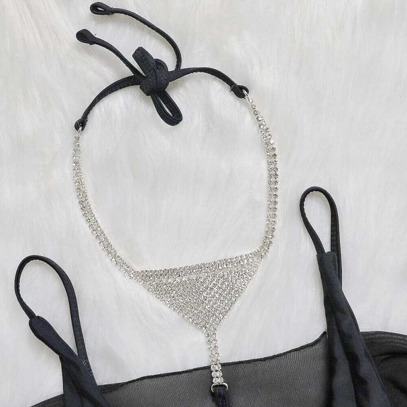 Bikini Luxe Crystal Diamond Choker-badpak Cover-Up driedelige set dameszwemkleding