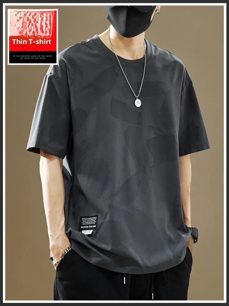 

Мужская футболка из ледяного шелка с коротким рукавом, повседневная, свободного кроя, быстросохнущая, спортивная, молодежная, летняя, новинка TUCANO