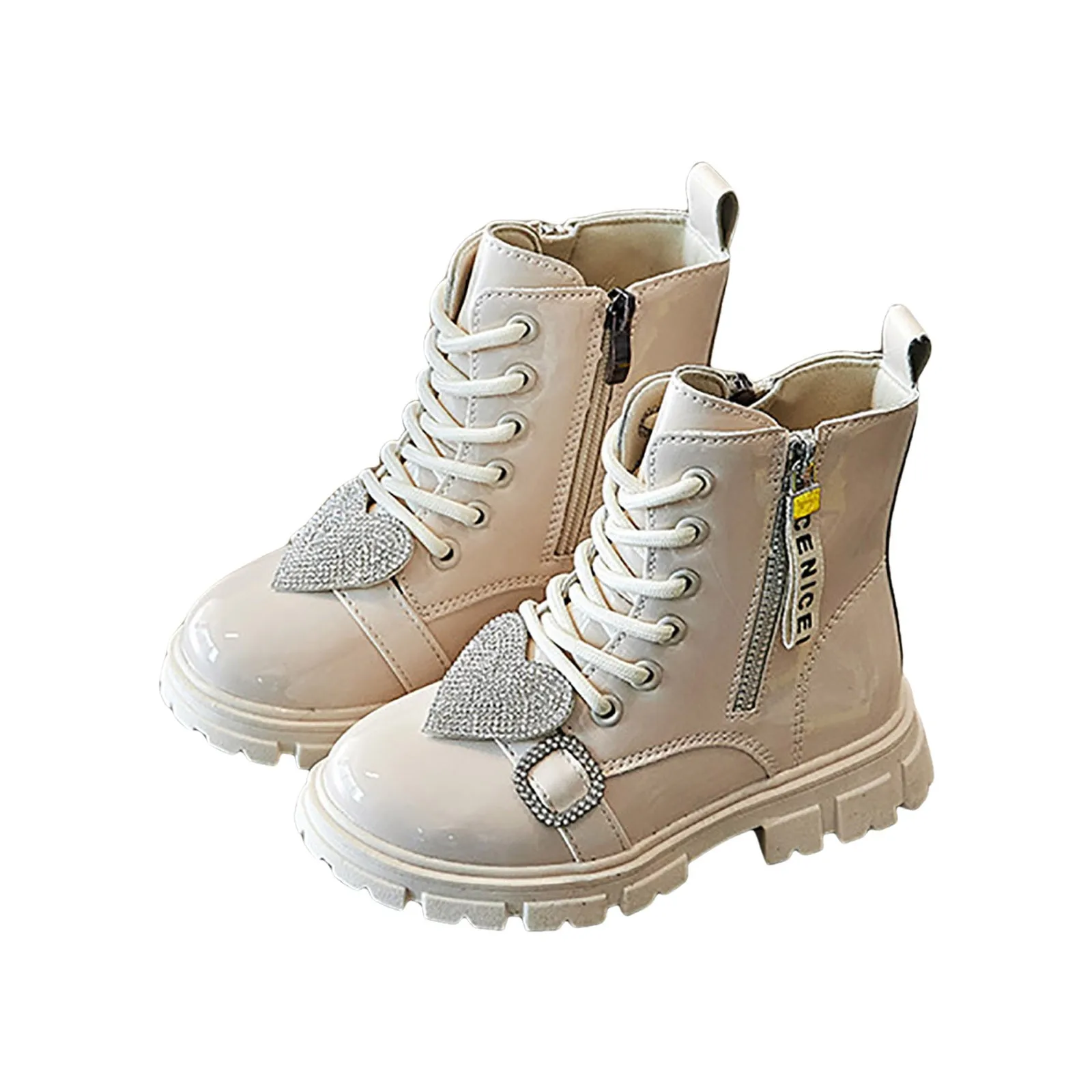 

Rain Boots for Kids Children's Winter British Boots Heart Shaped Girls' Mid Calf Boots Side Zipper Toddler Girl Western Boots
