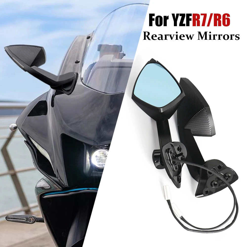 

For Yamaha YZFR7 YZF-R7 21-25 YZF-R6 17-20 Motorcycle Accessories Windshield Rearview Mirrors Side Mirrors with LED Turn Signal