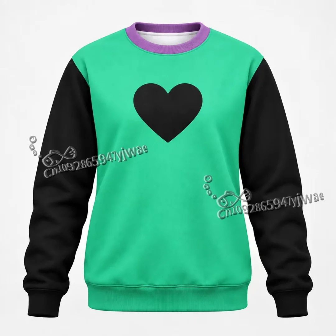 Deltarune Undertale Kris Cosplay Long Sleeve Fashion Round Collar Sweatshirt Men Women Clothing Green Yellow Striped Pullovers
