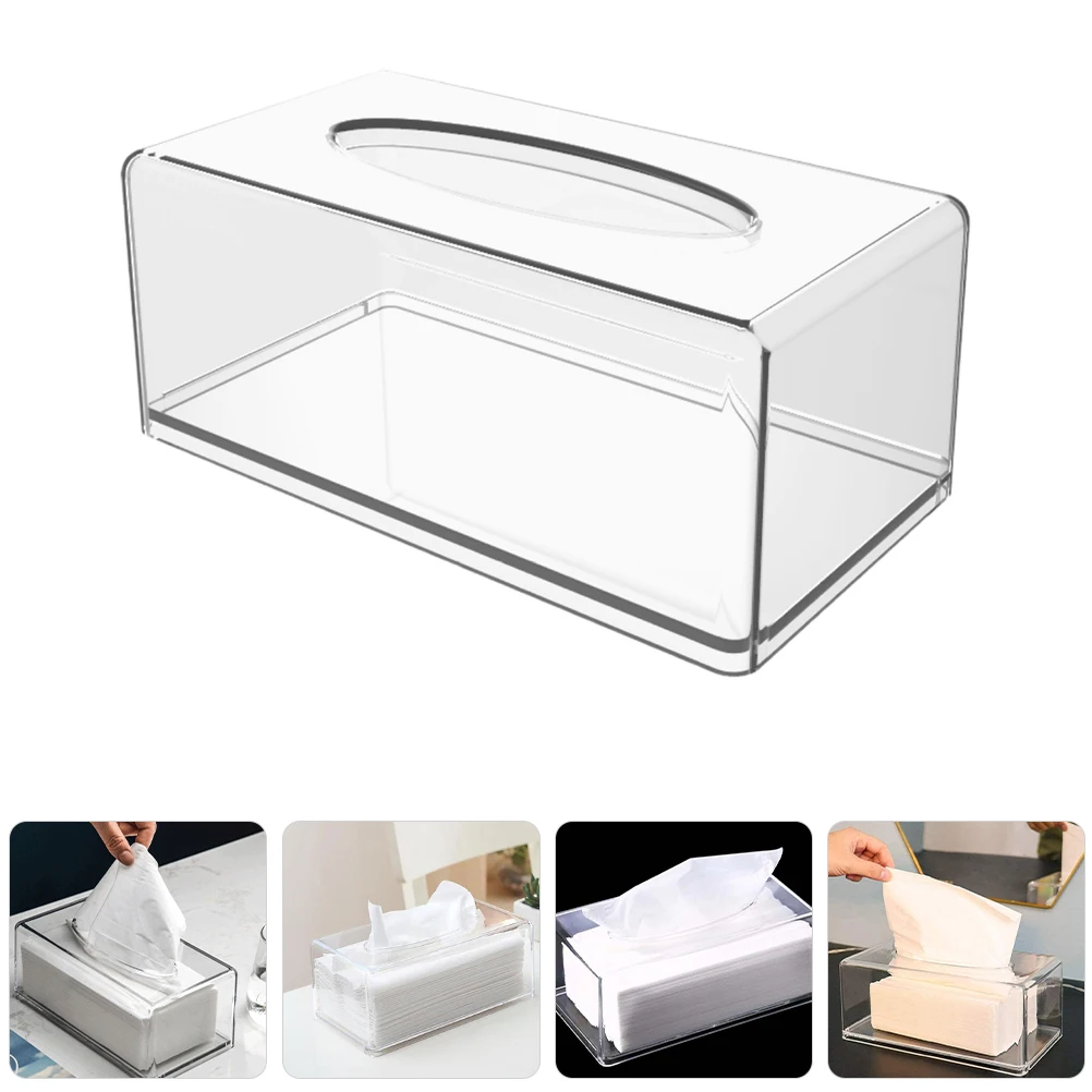 STOBAZA Akrylowy Pojemnik na Chusteczki Higieniczne Przezroczysty Dozownik Papieru Ręcznikowego Organizer na Serwetki Łazienkowe Dekoracyjny Pokrowiec na Chusteczki do Twarzy